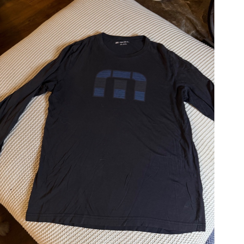 TravisMathew Mens Long Sleeve Graphic T-Shirt Black Size M Logo Tee